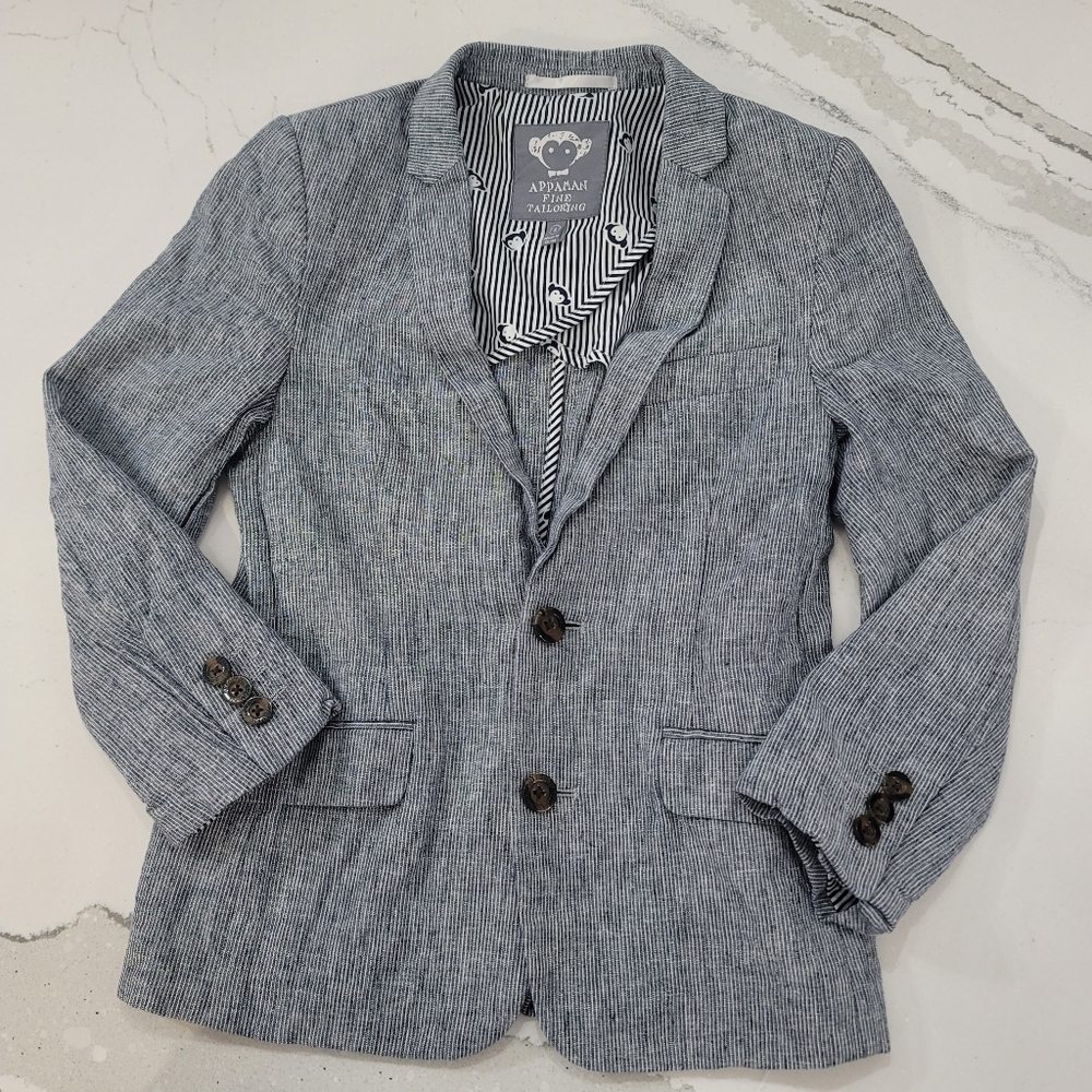 Appaman fine tailoring grey pinstripe sports jacket size 8.